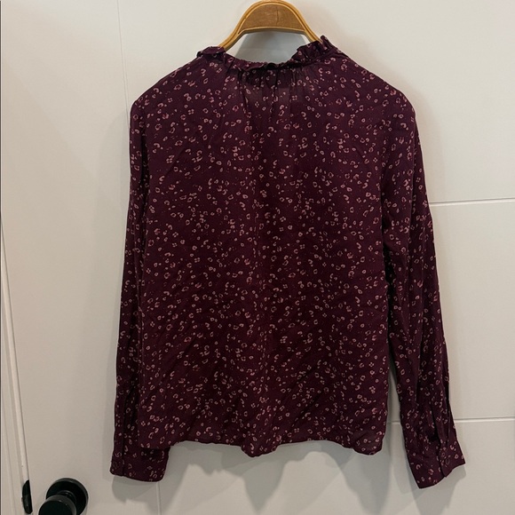 Anthropologie Plum Floral V-Neck Blouse size XS - Picture 6 of 7